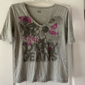 DKNY JEANS V neck T shirt size L